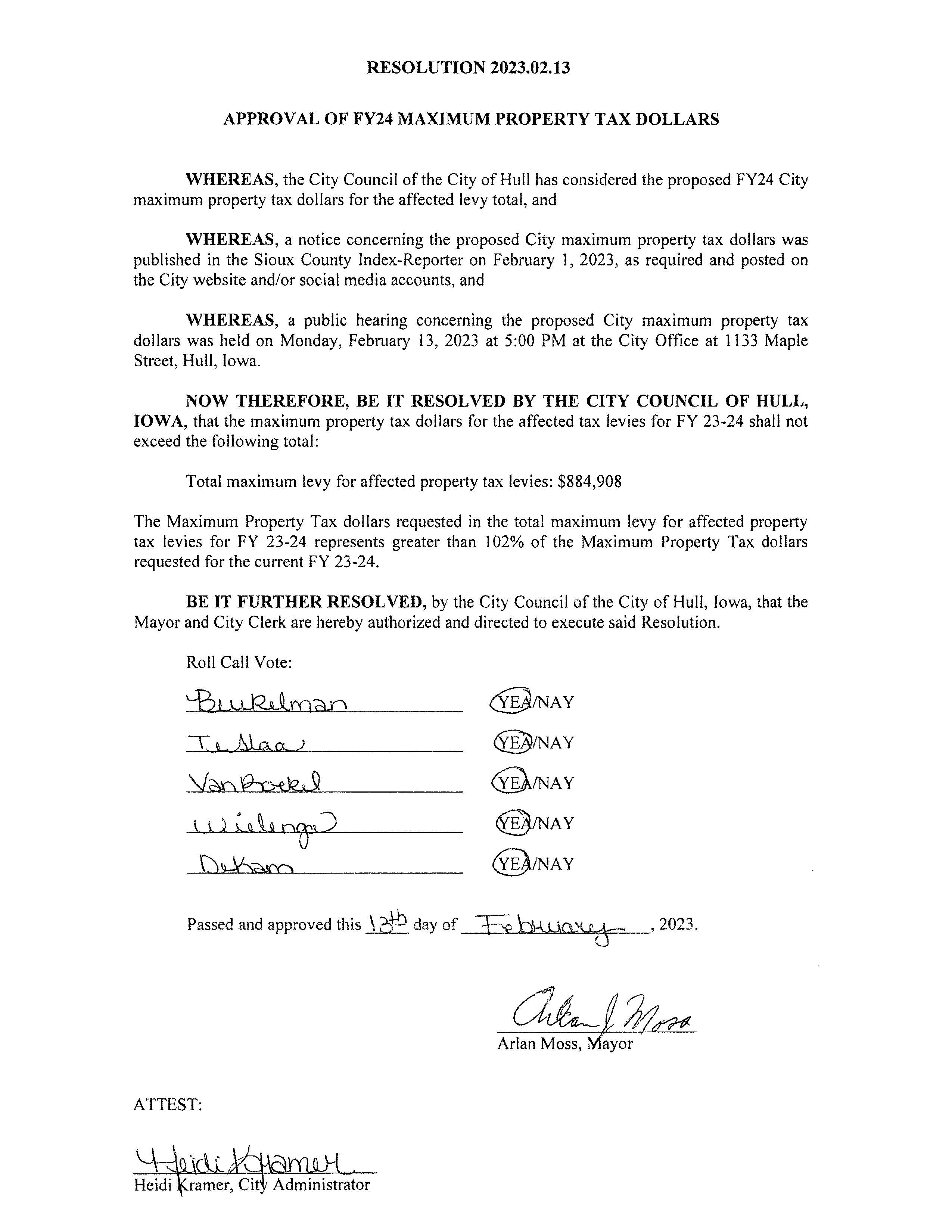 FY24 Maximum Tax Dollars Approval